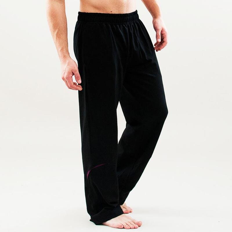 Calças de yoga Homem larga, algodão ultra macia, conforto Yogi pretas