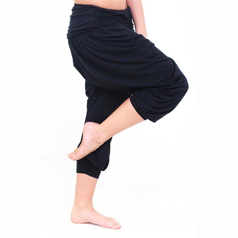 Calças de yoga flow em Bambu performance - Saruel yoga elegante - Preto