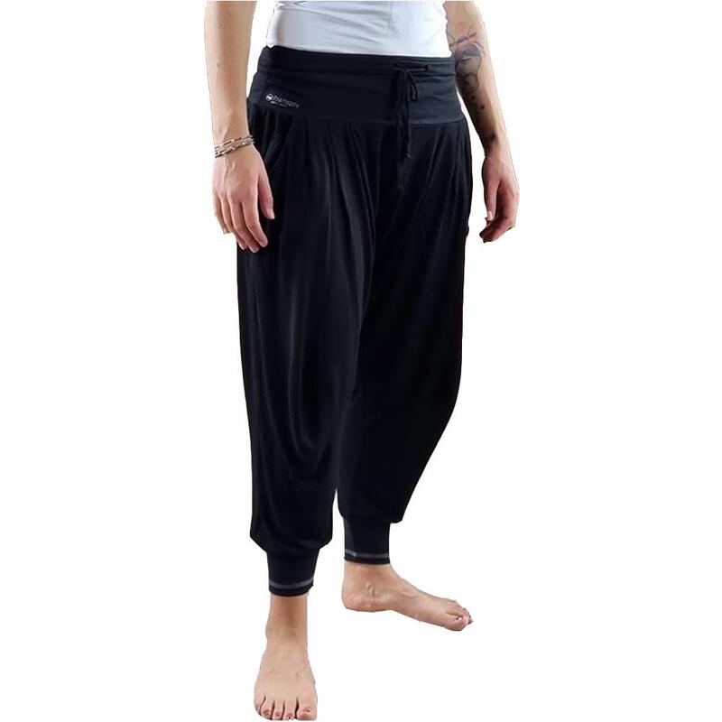 Pantalon de yoga femme large taille haute - Noir