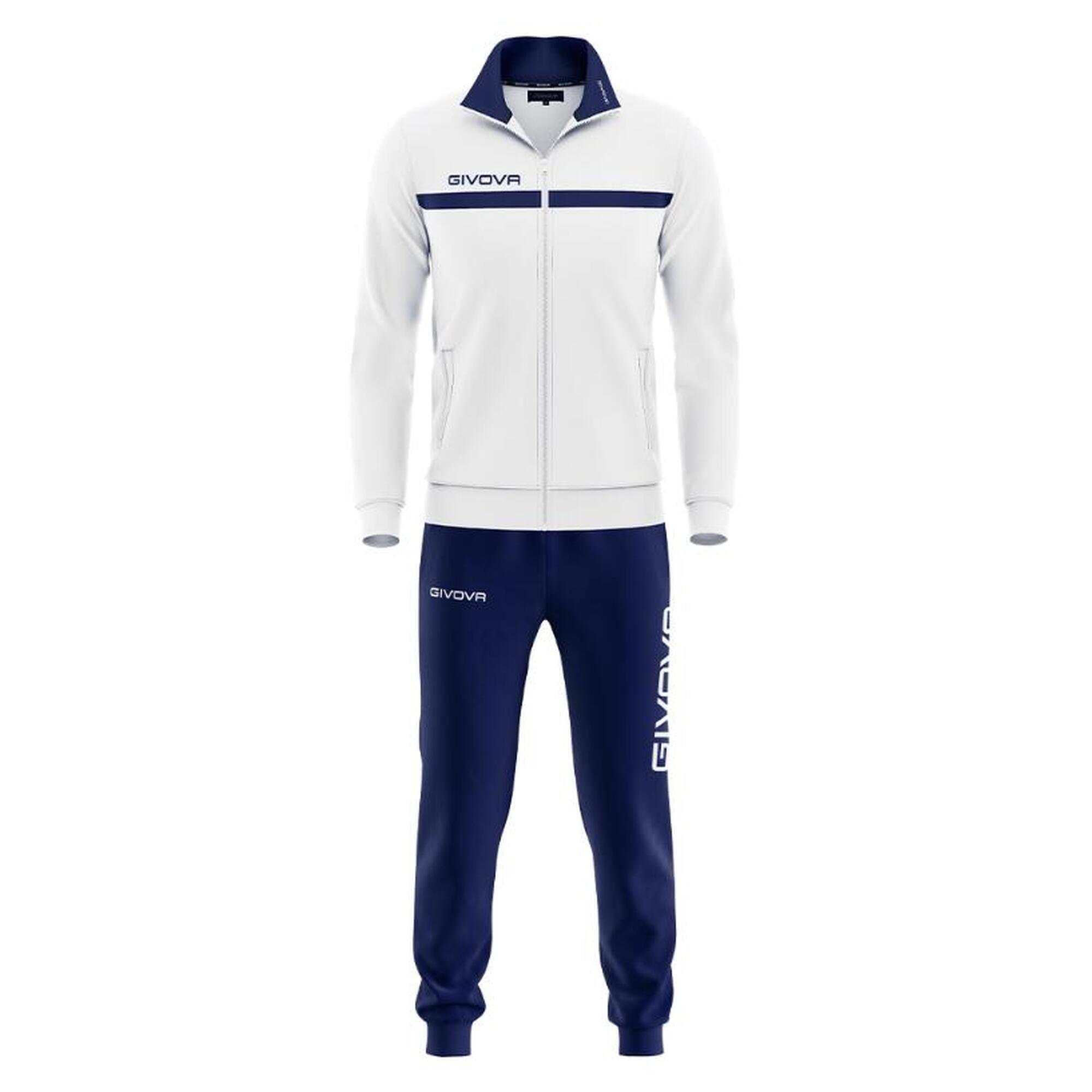Trening Givova One Full Zip, Alb/Bleumarin, XL