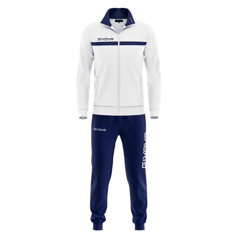 Trening Givova One Full Zip, Alb/Bleumarin, S