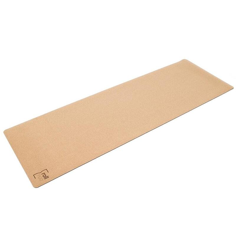 Yogamatte aus Kork & Naturkautschuk 185 x 61 x 0,4 cm Rutschfest - ROLLHOLZ