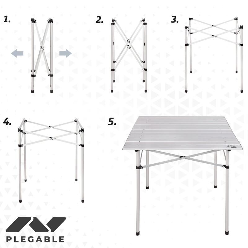 Table Pliante Aktive Camping & Plage – Blanche, Acier Robuste – 80x60x70 Cm – Pliable En Mallette – Facile à Transporter