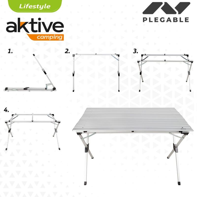 AKTIVE - Table de Camping Pliante 6 Places, 110 x 70 x 70 cm