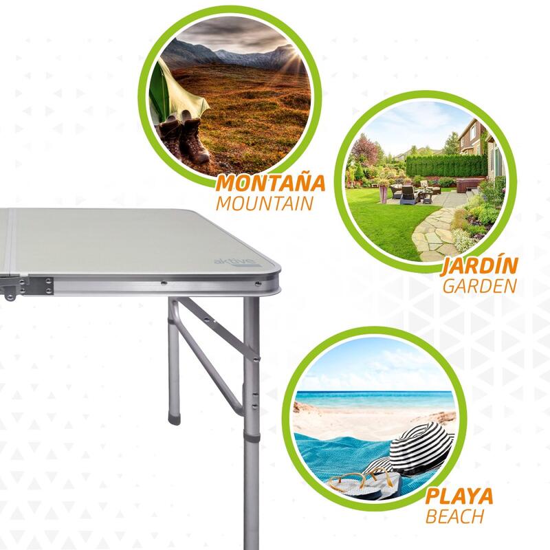 Mesa plegable con 4 taburetes Aktive Camping, Mesa plegable camping, Mesa  camping plegable, Mesas plegables para