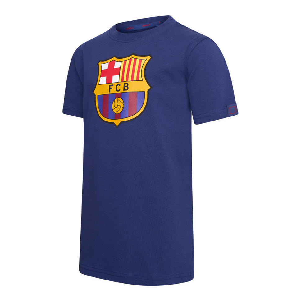 T-shirt dla chłopca FC Barcelona granatowy Junior Logo