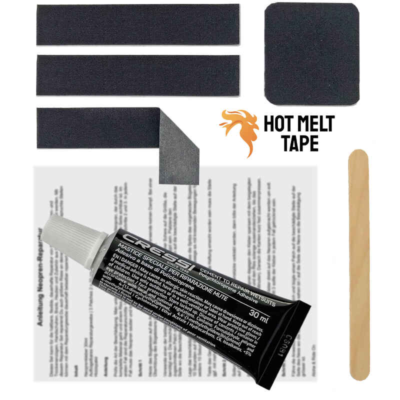 Neopren Reparatur Set mit Neoprenkleber & Hot Melt Patches