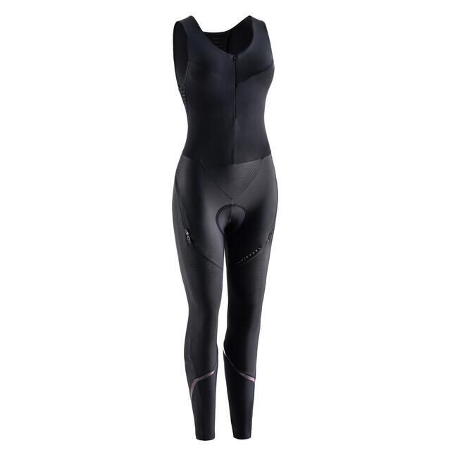 VAN RYSEL REFURBISHED WOMENS QUICK ZIP WINTER CYCLING BIB TIGHTS - A GRADE