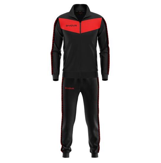 Survêtement Full Zip Homme - Givova noir et rouge