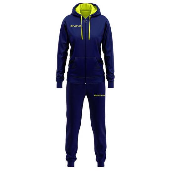 Survêtement Full Zip Femme - Givova bleu et jaune fluo