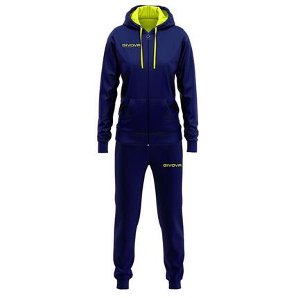 Survêtement Full Zip Femme - Givova bleu et jaune fluo