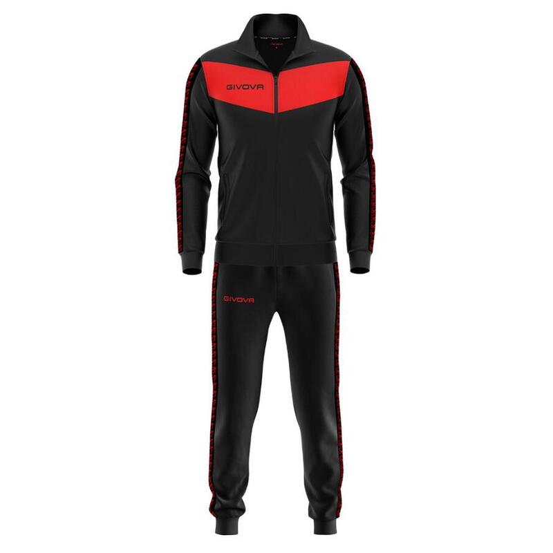 Survêtement Full Zip Homme - Givova noir et rouge