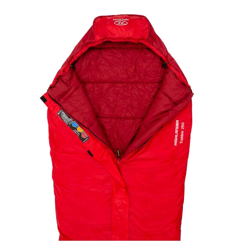 Mummyslaapzak Trekker 250 -10°C met muskietennet - Rood - volwassenen