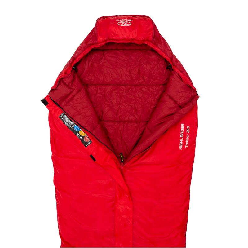 Sac de couchage momie Trekker 250 -10°C avec moustiquaire - Rouge - adultes