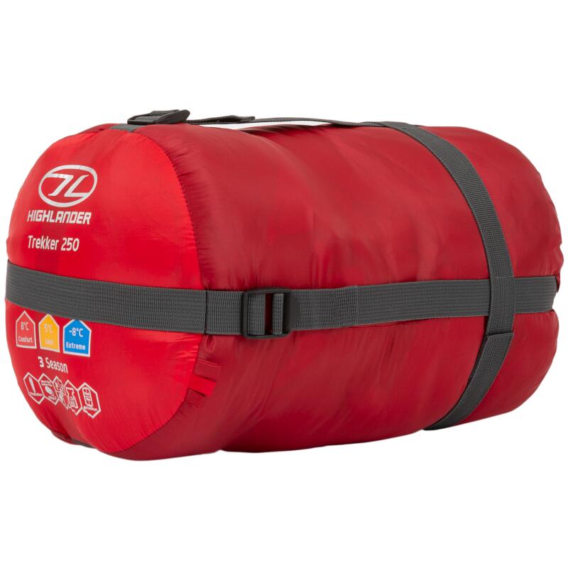 Mummyslaapzak Trekker 250 -10°C met muskietennet - Rood - volwassenen