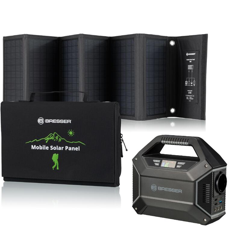 Kit Batería Portátil 155 W + Panel Solar Cargador Portátil 40W BRESSER