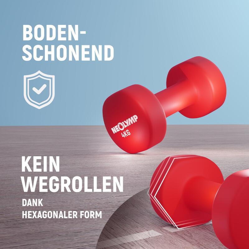 Dumbells 2 x 4 Kg - halter met neopreen coating, neopreen halterset, dumbell