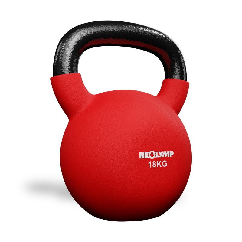 Kettlebell gietijzer met rubber coating (18 kg) - kettlebell rood