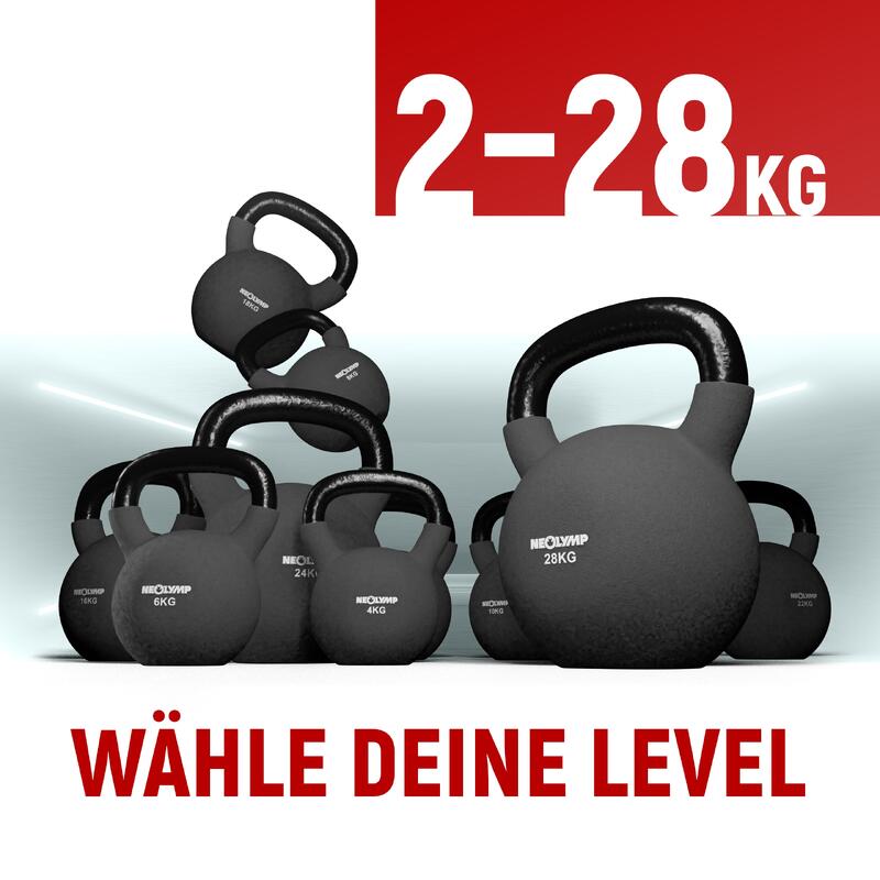 Kettlebell aus Gusseisen mit Silikonbeschichtung (08 Kg) - Kugelhantel rot