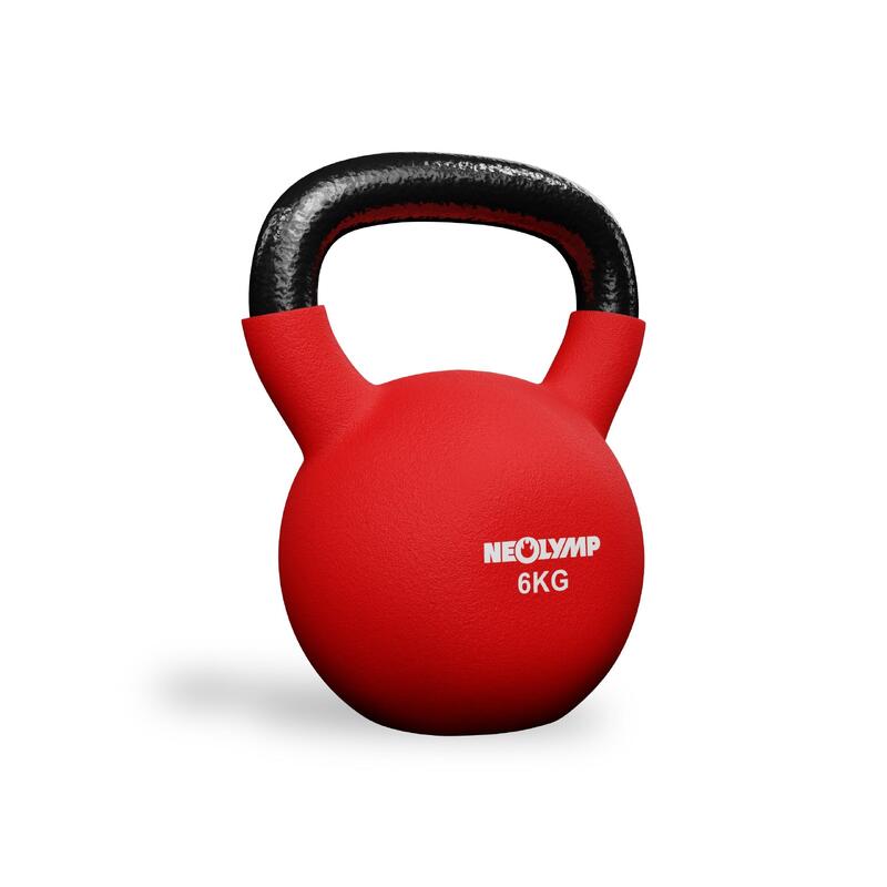 Kettlebell gietijzer met rubber coating (06 kg) - kettlebell rood