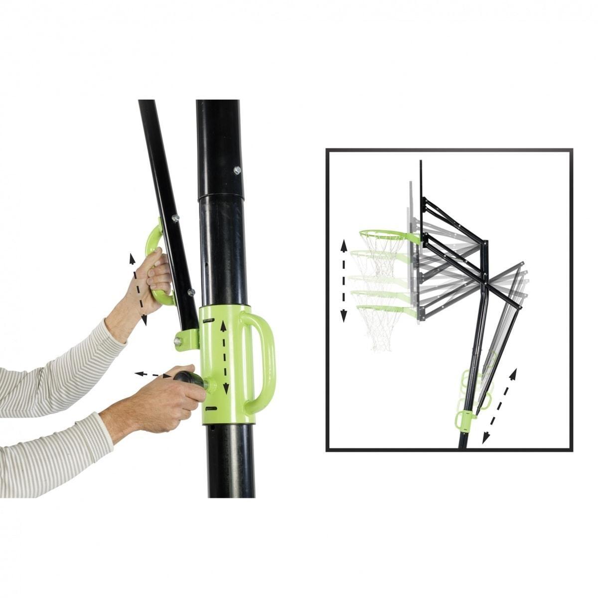 EXIT Galaxy basketbalbord voor grondmontage met dunkring - groen/zwart 5/7