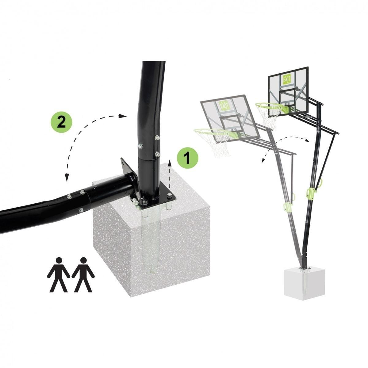 EXIT Galaxy basketbalbord voor grondmontage met dunkring - groen/zwart 3/7