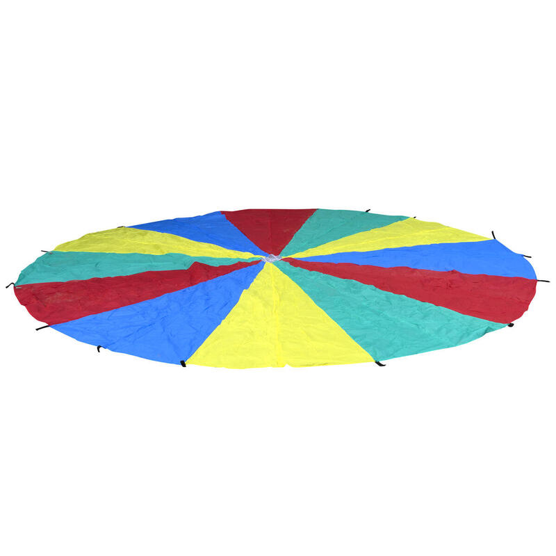 GladiatorFit Regenboog stoffen parachute voor kinderen 17 handvatten |