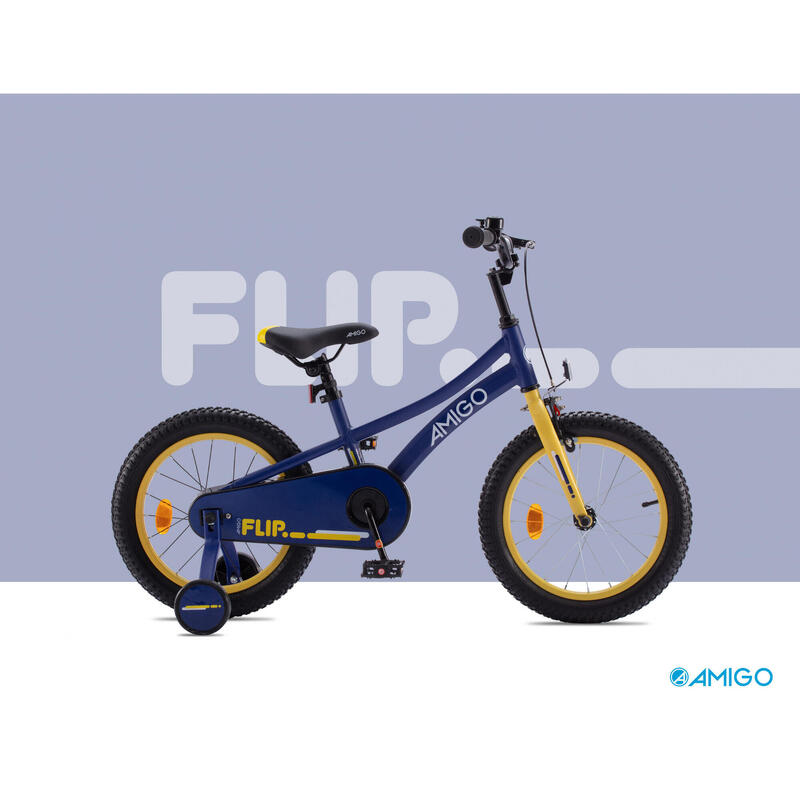 AMIGO Vélo garçon Flip 16 pouces 25 cm Garçon Frein à rétropédalage Bleu