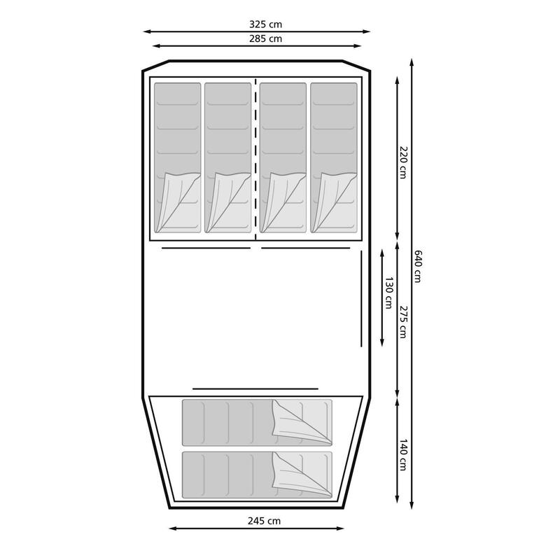 Eurotrail familietent Montana 6-persoons 640 cm groen/grijs