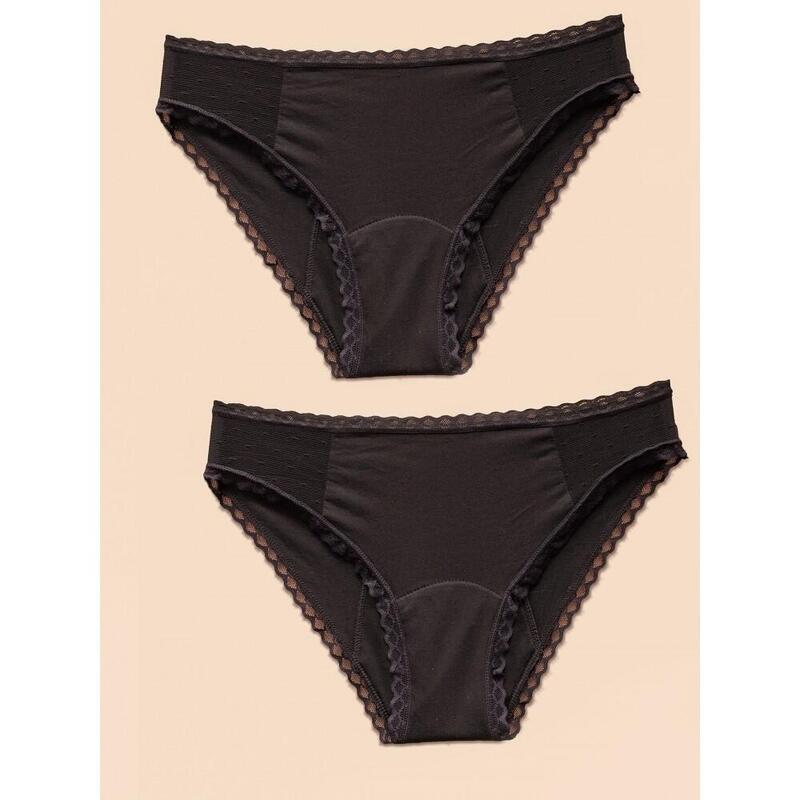 Pack-2 Culotte menstruelle de yoga Mujer Negro