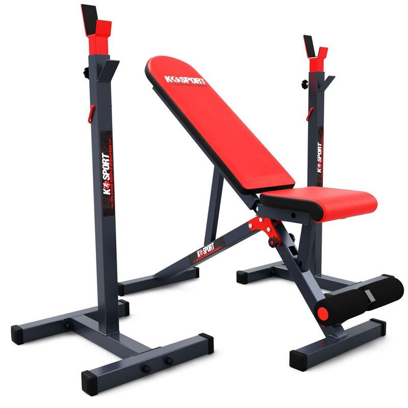 Set con panca regolabile e porta bilanciere - max.180 kg Set con panca regolabile e porta bilanciere - max.180 kg