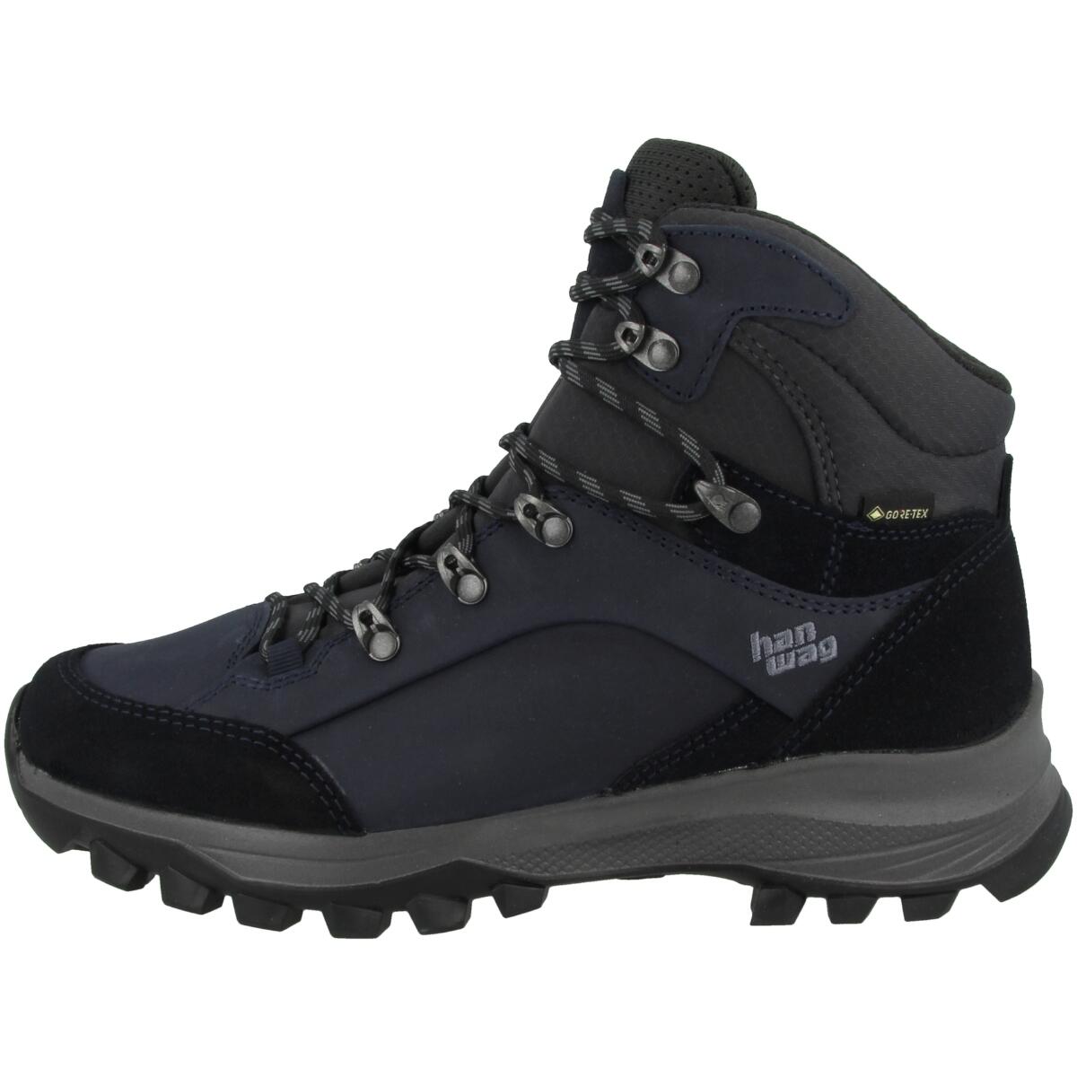 HANWAG Banks Lady Gtx Dames leren mid wandelschoenen Navy/Asphalt