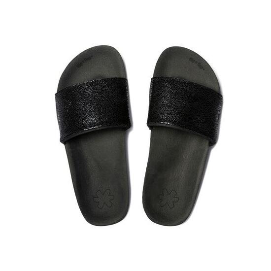 Damen Sandale pool metallic cracked SCHWARZ