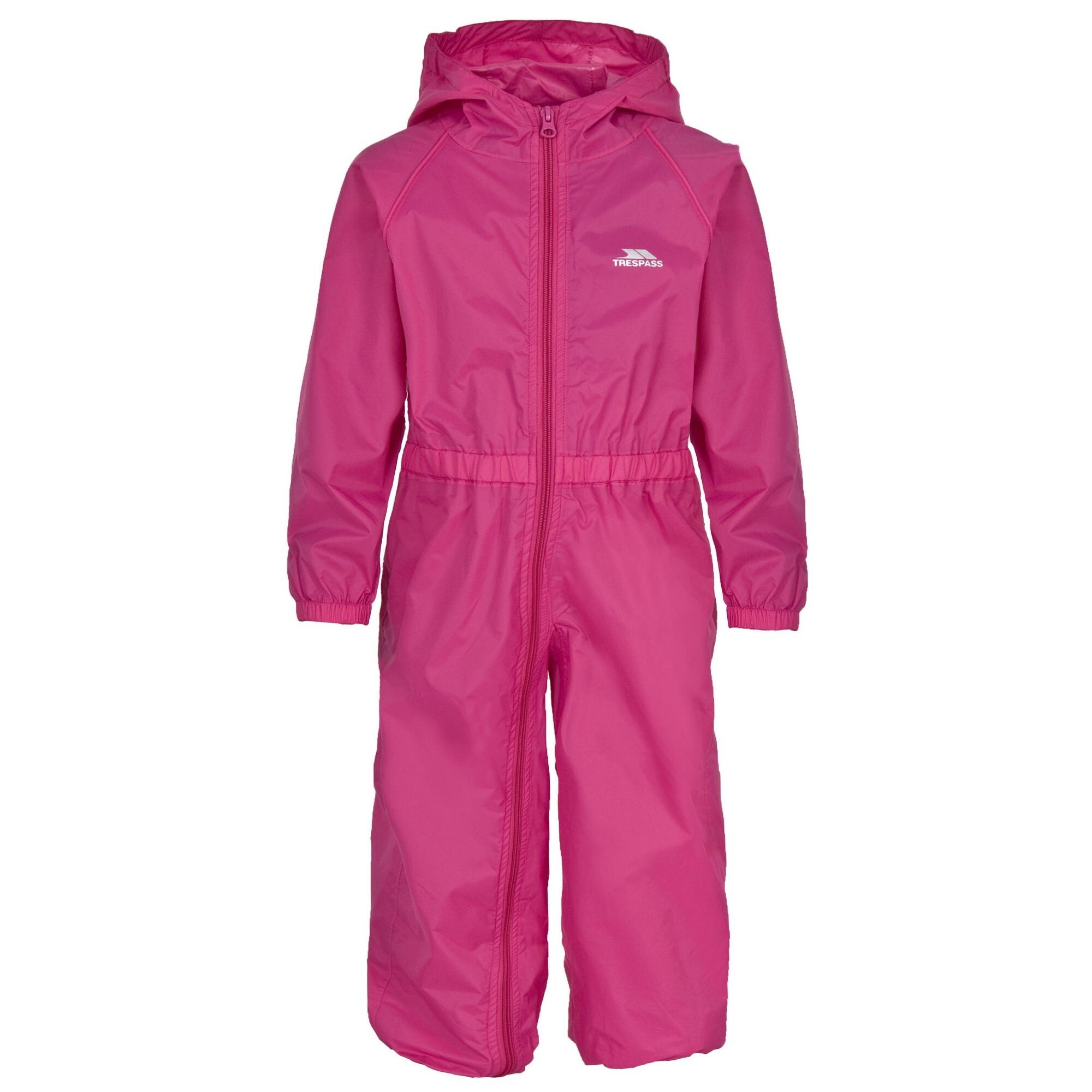 Button Tuta da pioggia unisex per bambini (Rosa)