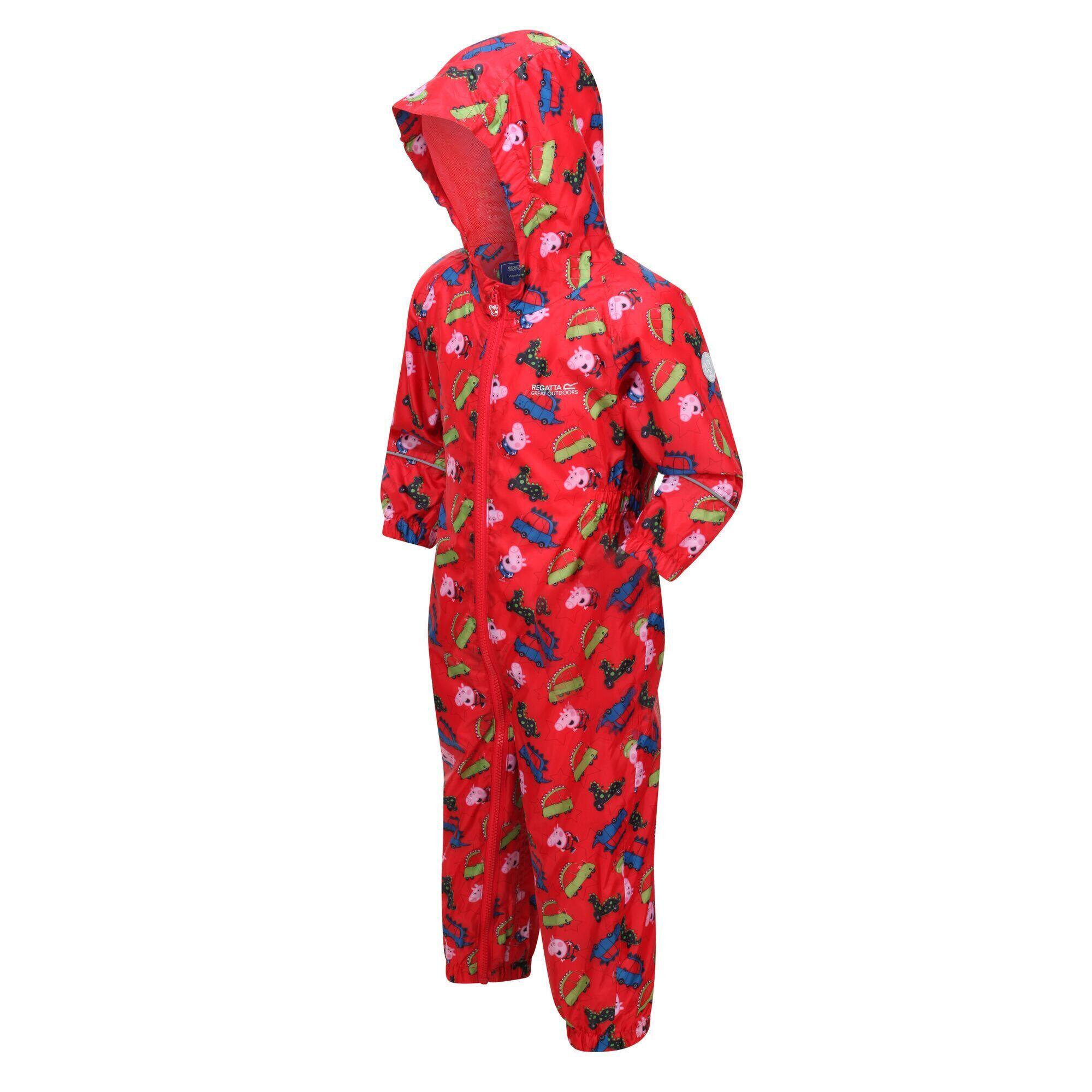 Childrens/Kids Pobble Peppa Pig Dinosaur Waterproof Puddle Suit (True Red) 2/5