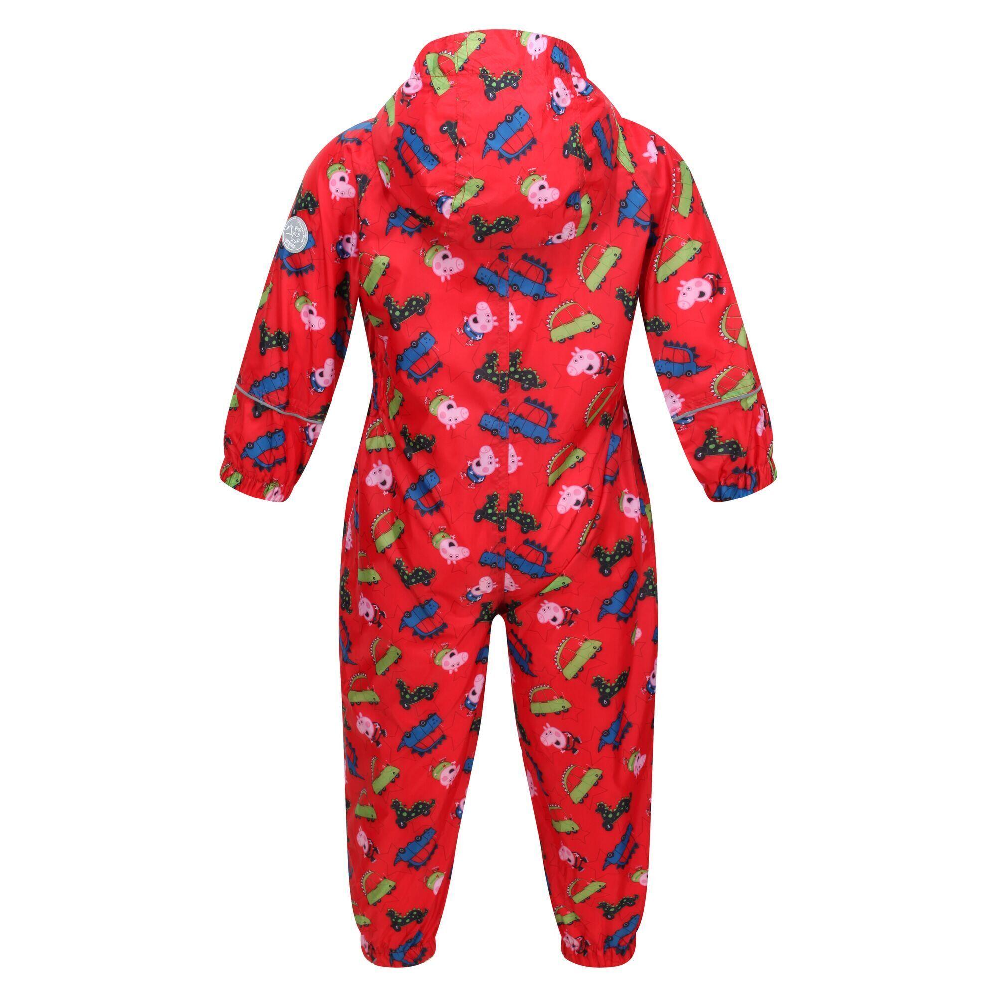 Childrens/Kids Pobble Peppa Pig Dinosaur Waterproof Puddle Suit (True Red) 4/5