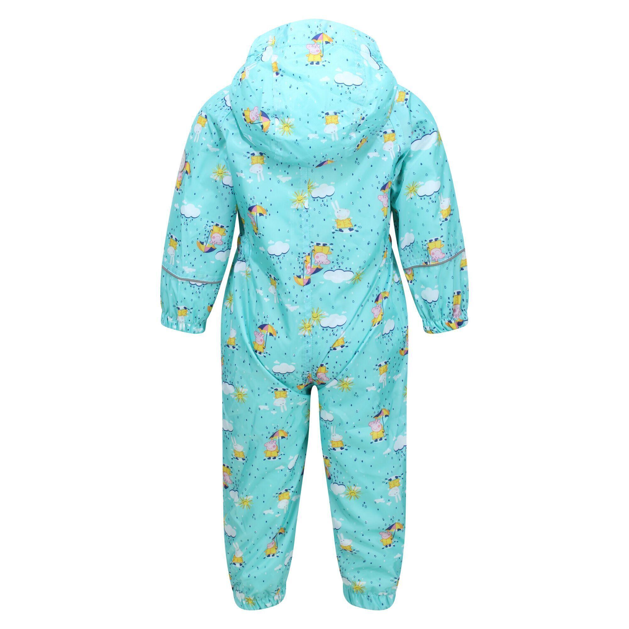 Childrens/Kids Pobble Peppa Pig Clouds Waterproof Puddle Suit (Aruba Blue) 2/5