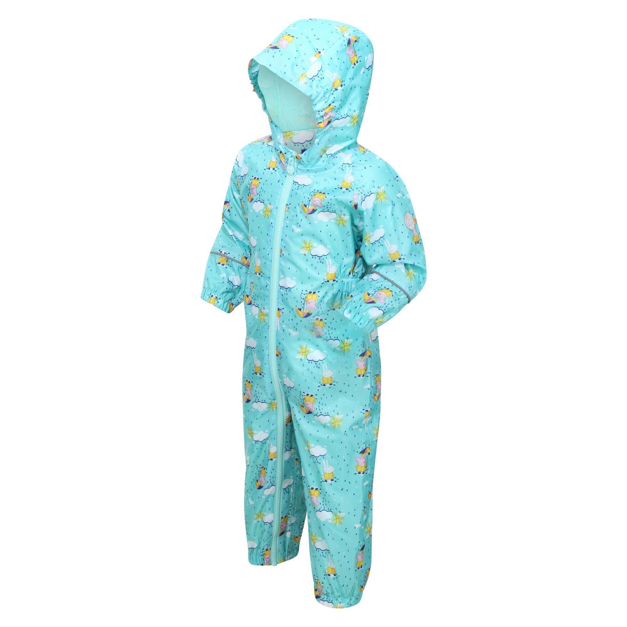 Childrens/Kids Pobble Peppa Pig Clouds Waterproof Puddle Suit (Aruba Blue) 3/5