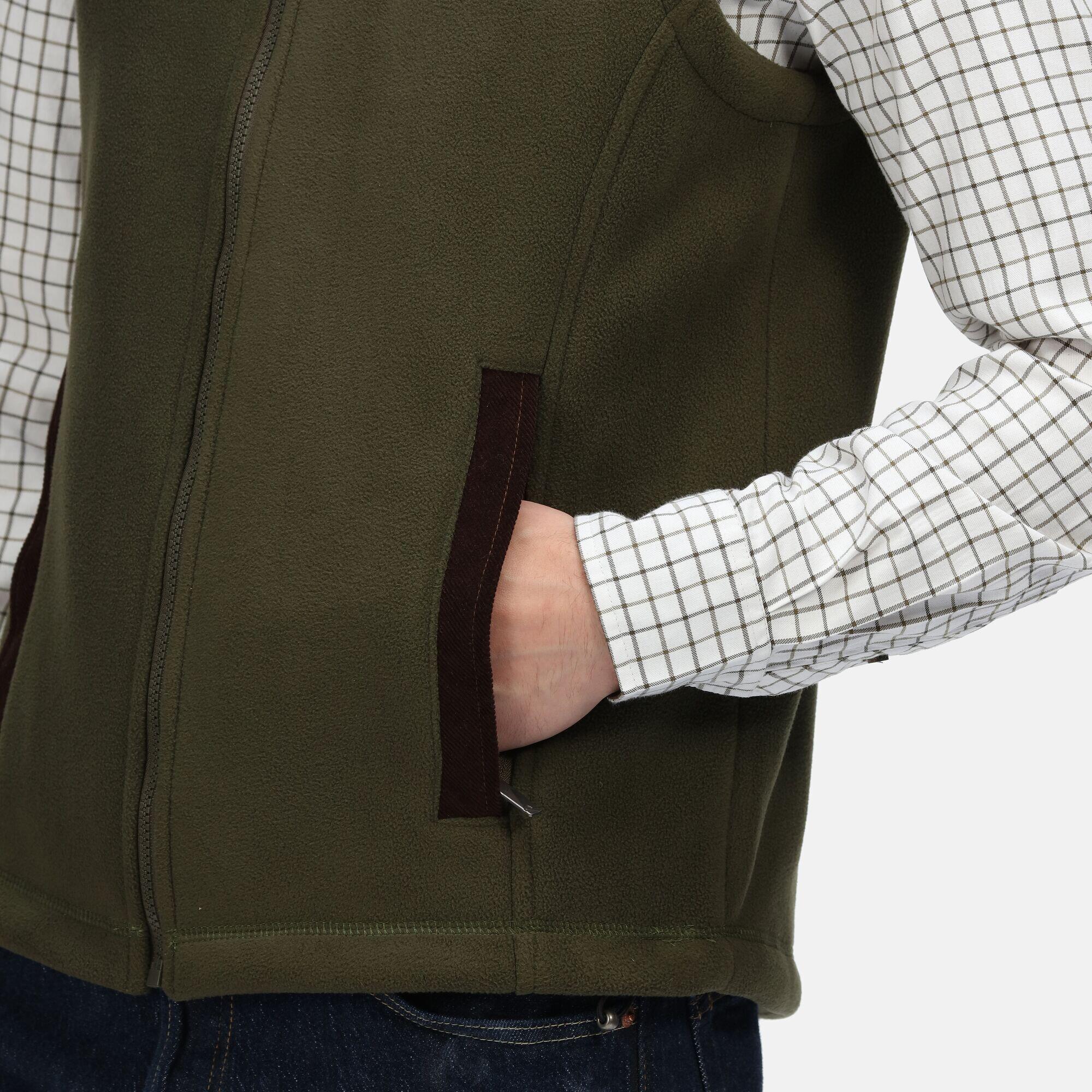 Mens Faversham Fleece Body Warmer (Dark Khaki) 4/5