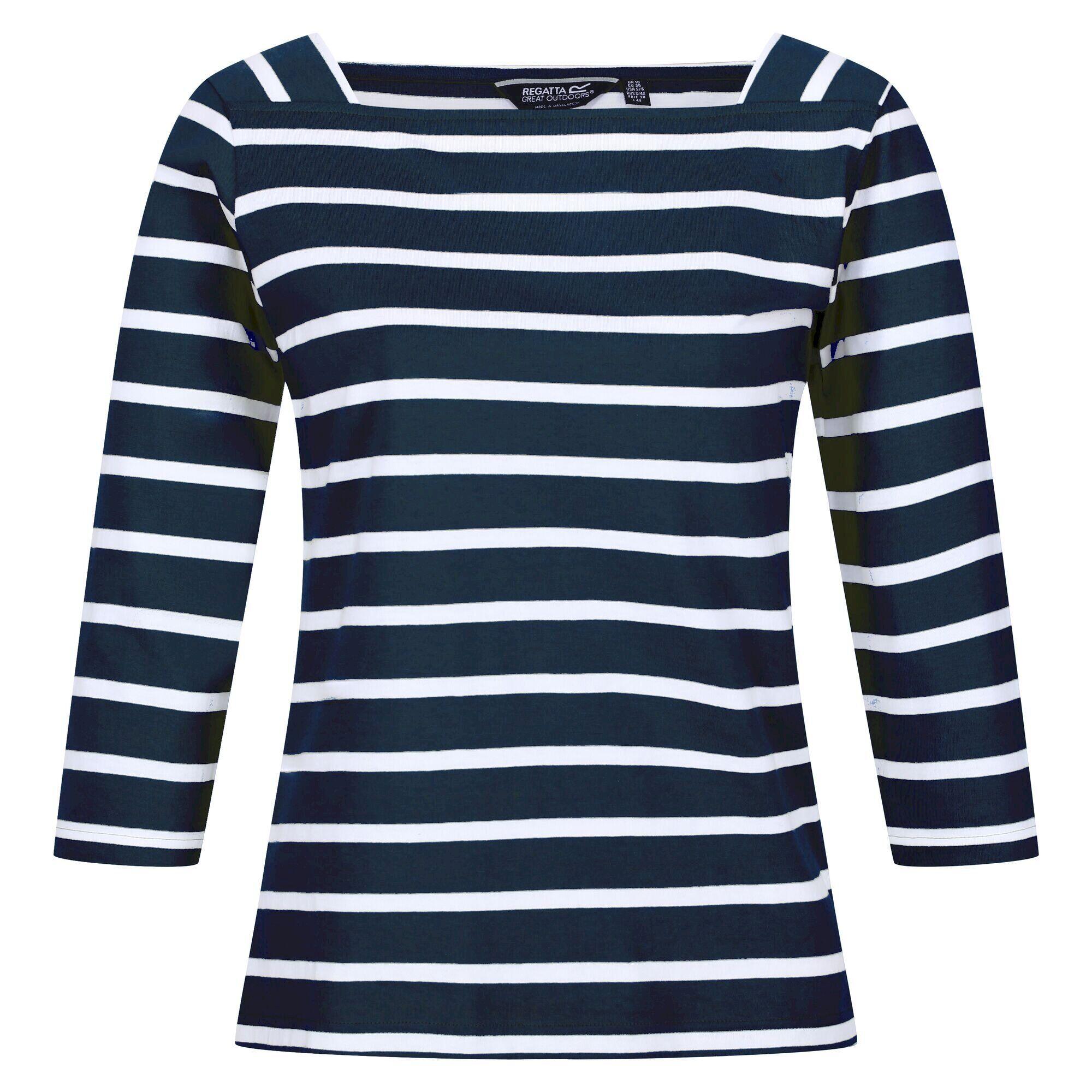 Womens/Ladies Polexia Stripe TShirt (Navy/White) 1/5