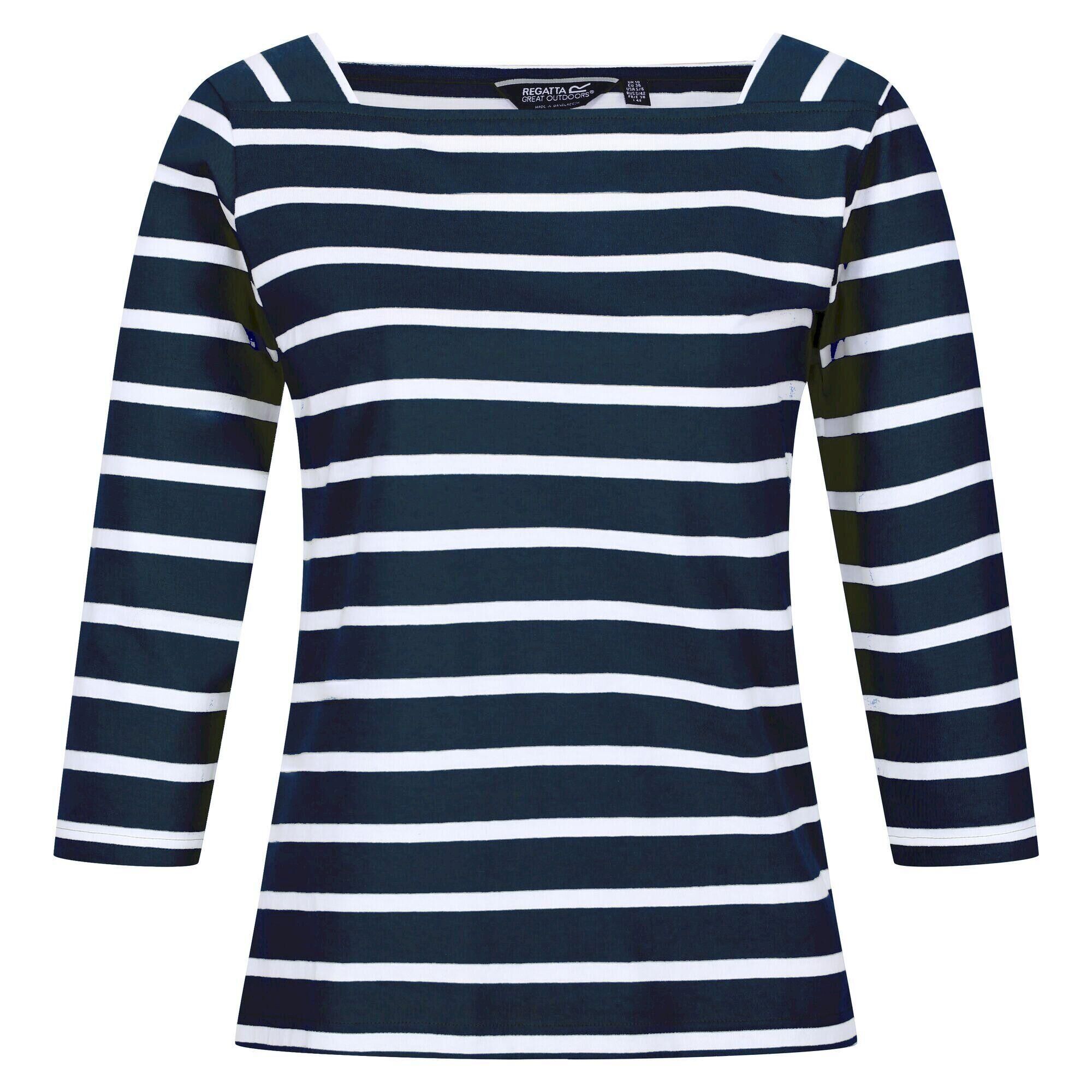 REGATTA Womens/Ladies Polexia Stripe TShirt (Navy/White)