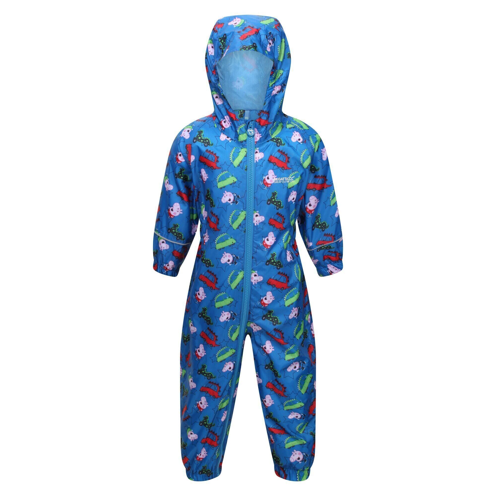 REGATTA Childrens/Kids Pobble Peppa Pig Car Waterproof Puddle Suit (Imperial Blue)