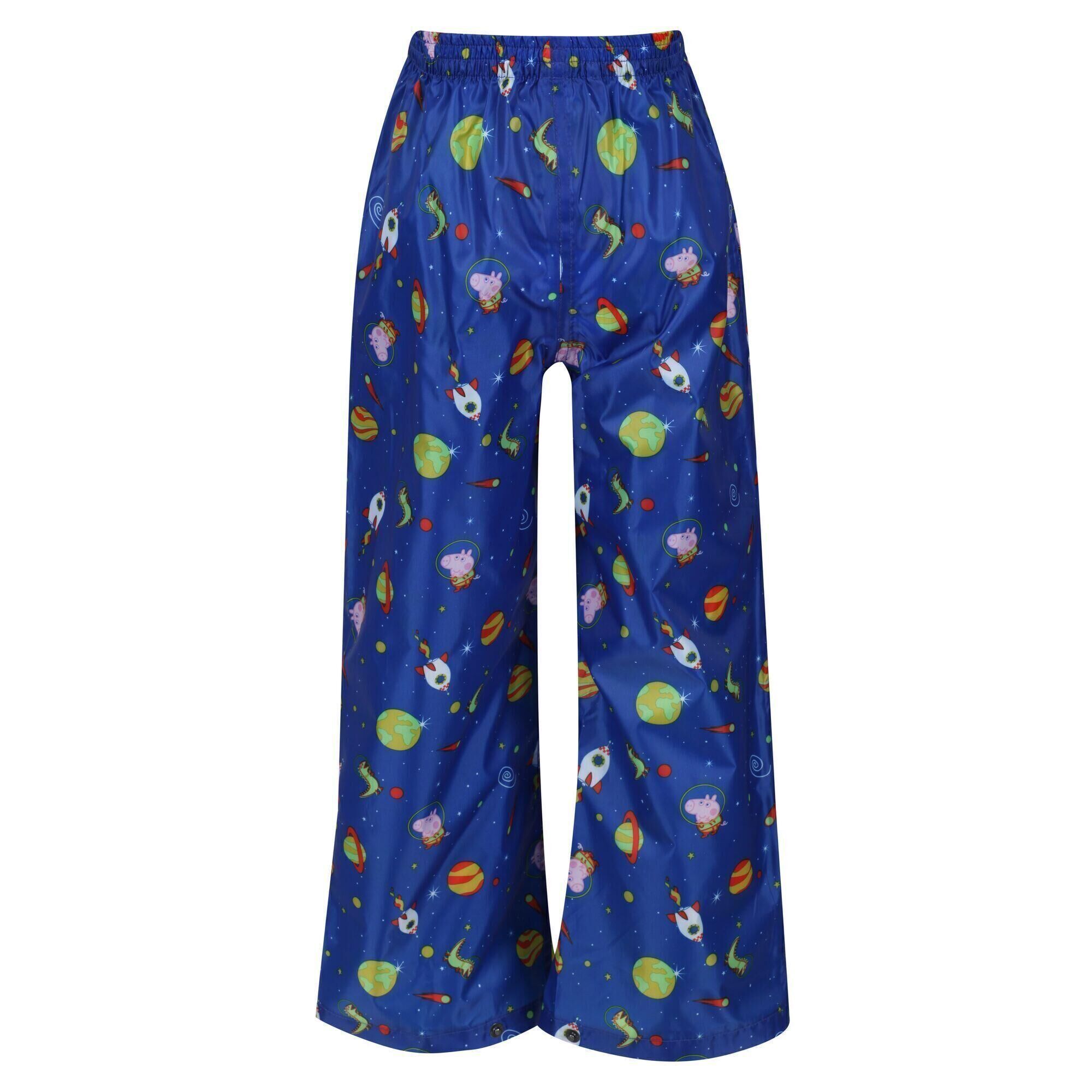 REGATTA Childrens/Kids Cosmic Peppa Pig Waterproof Over Trousers (Surf Spray)