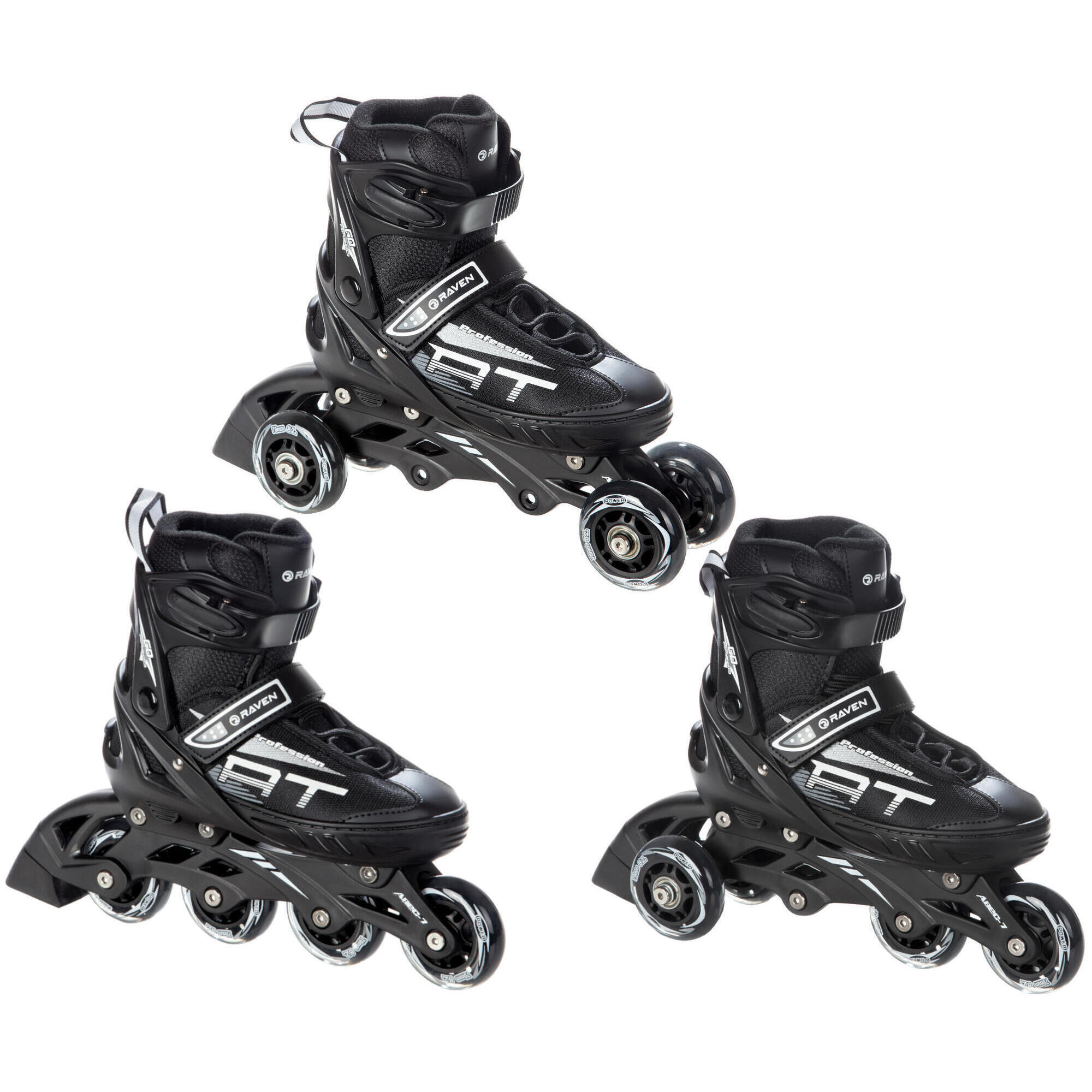 RAVEN Verstellbare Rollschuhe 3in1 Profession Schwarz