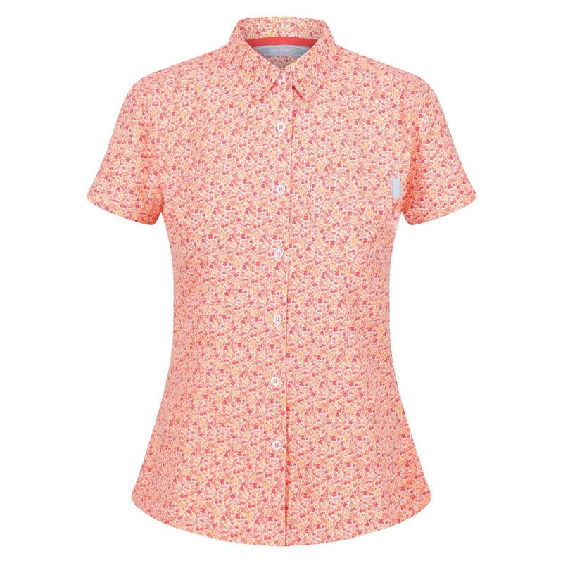 Camisa Mindano VI Margarita de Manga Corta para Mujer Papaya