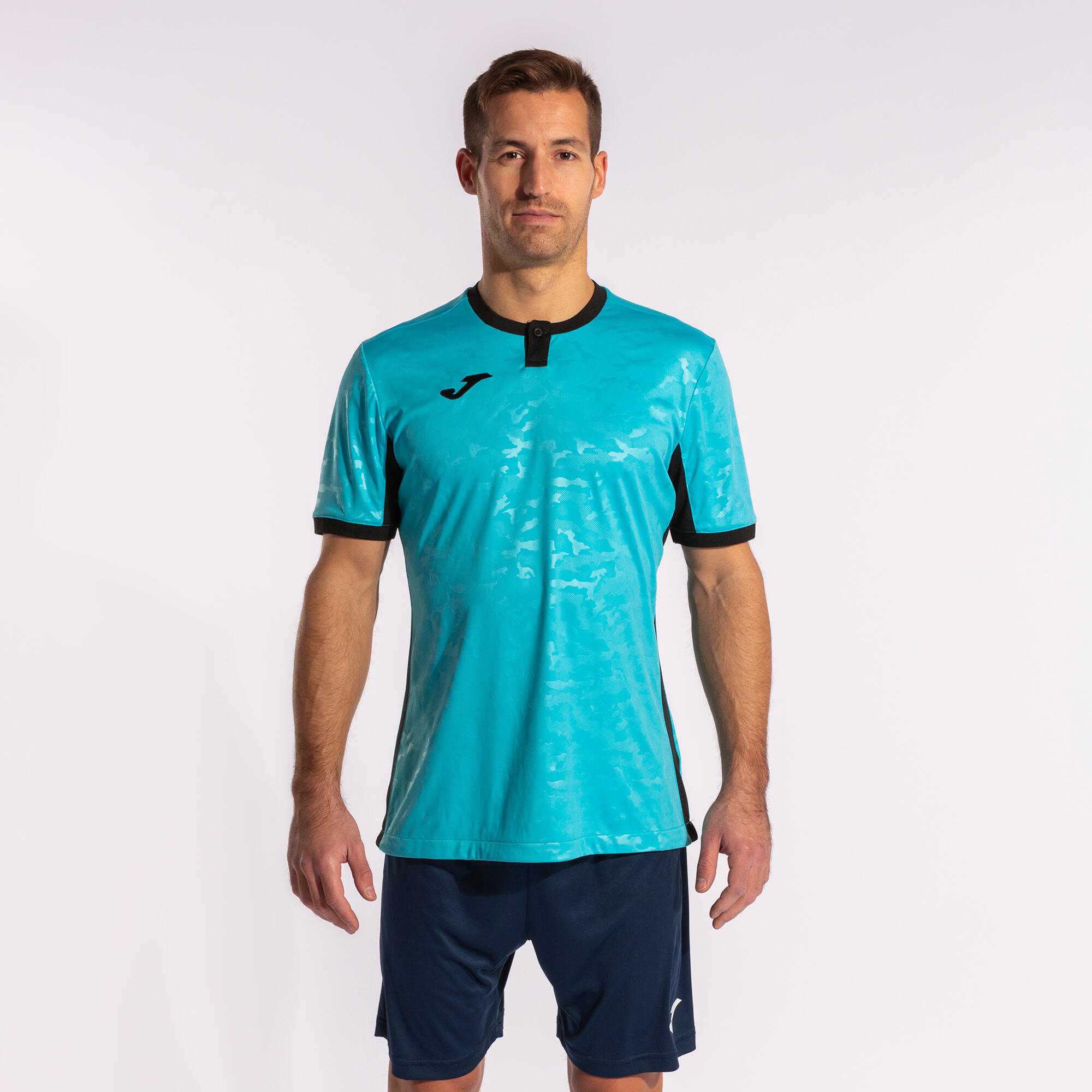 Maillot Manches Courtes Football Homme Joma Toletum II Turquoise Fluo 2/5