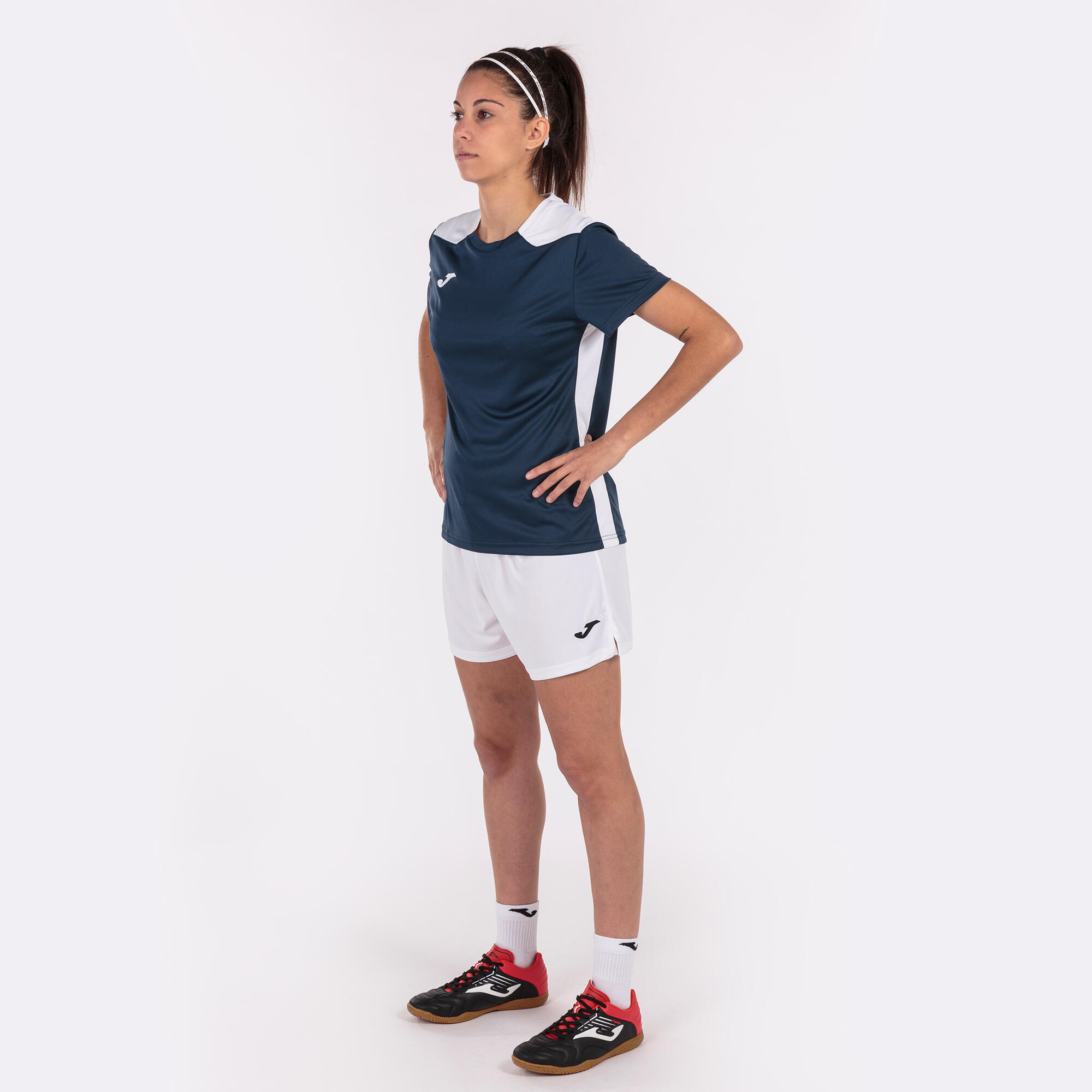 Joma Championship VI Dames T-shirt Korte Mouw - Marine / Wit 4/5
