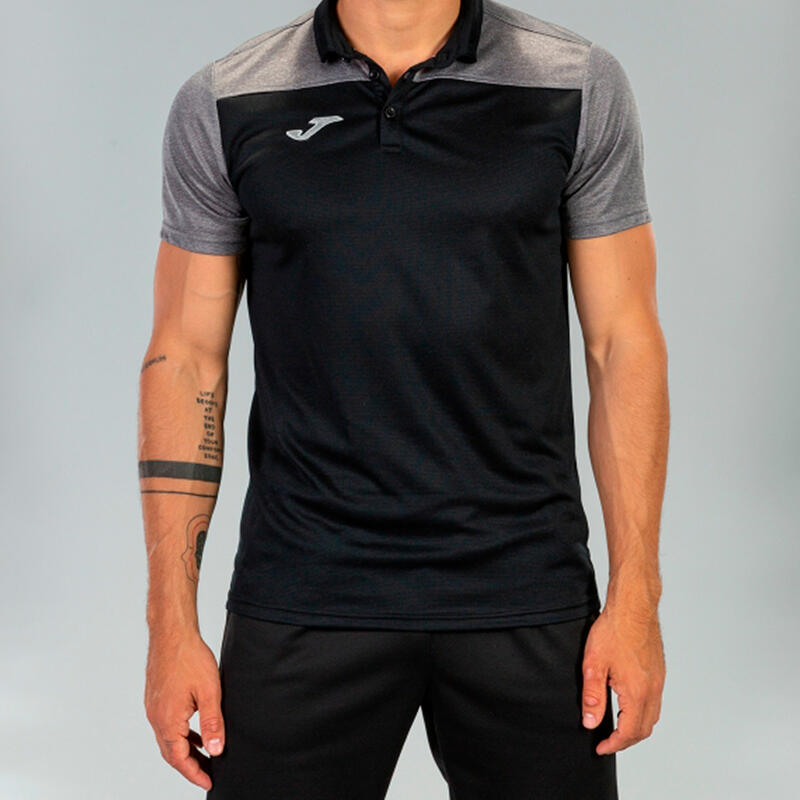 Polo Manga Corta Fútbol Hombre Joma Hobby II Negro