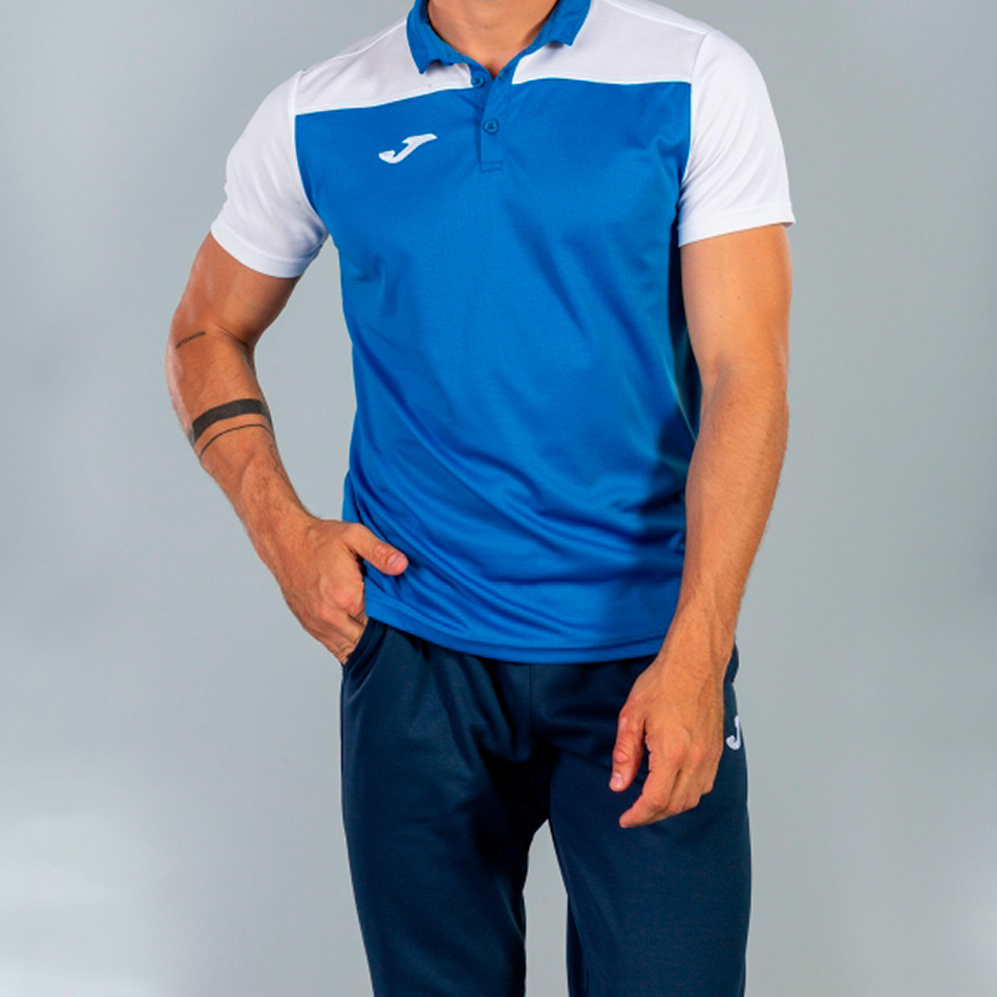 Polo Manches Courtes Football Homme Joma Hobby II Bleu Roi 3/5