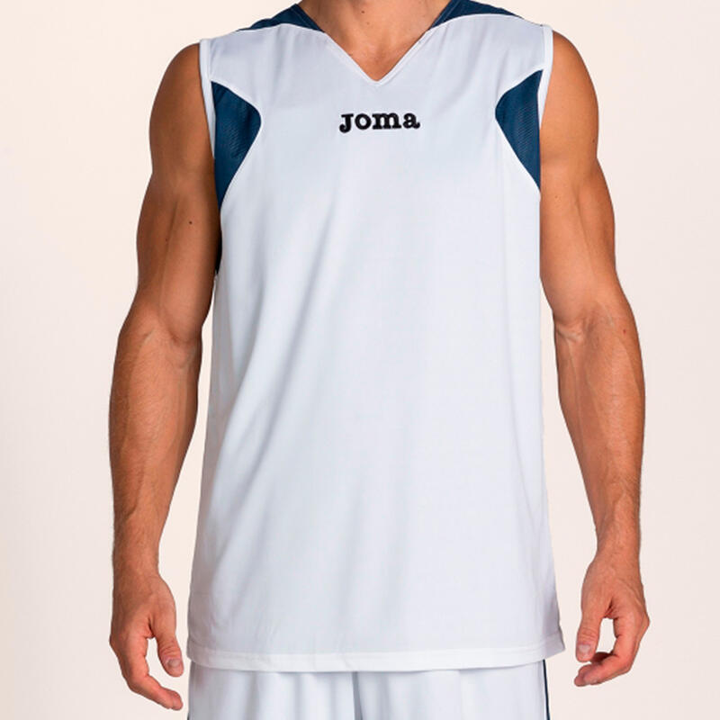 Conjunto basquetebol Rapaz Joma Reversible azul marinho branco